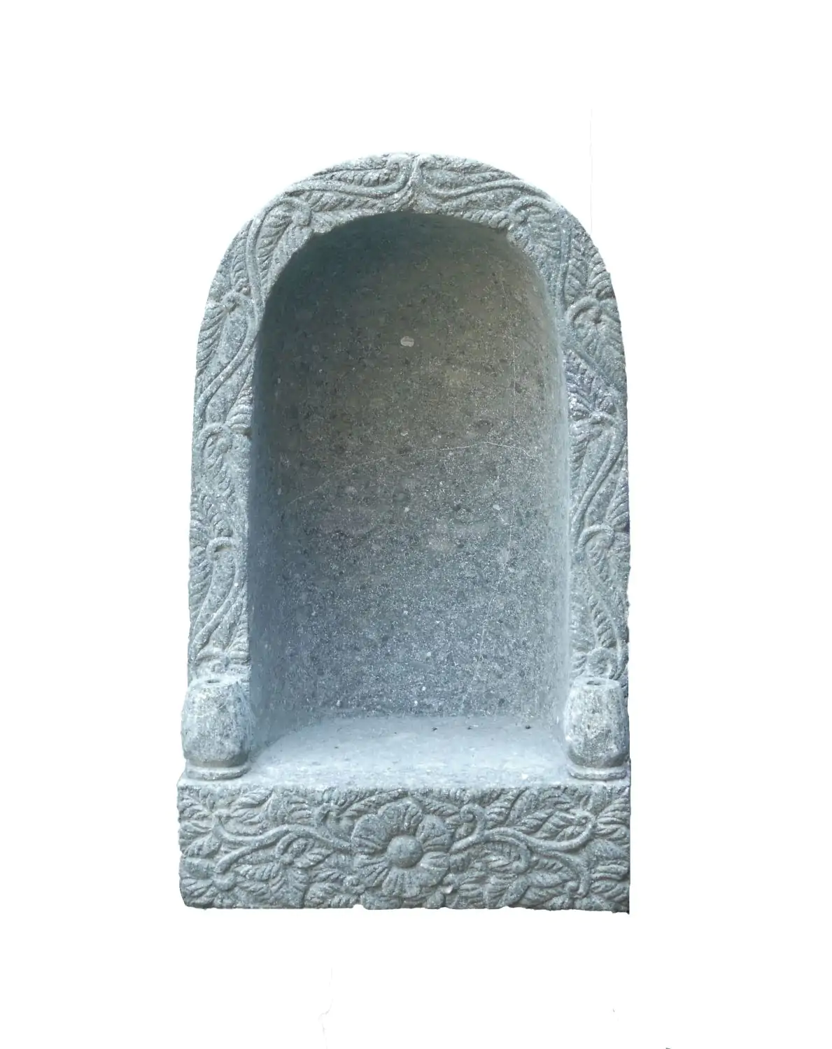  Product image 1 of the product “Stone as a cave entrance to place special statues - decorated with relief and flowers, in the sizes from 45cm to 80cm, natural finish ”